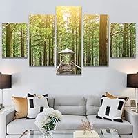 SIGNWIN 5 Panel Canvas Wall Art Modern Art Dramatic Forest Multicolor Photography Romantics Scenic for Home Decorations Ready to Hang - 60