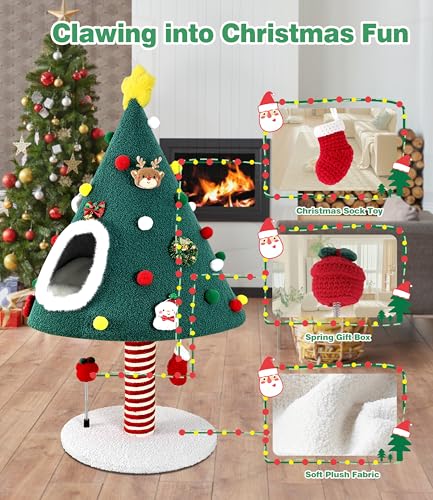 Árbol de Navidad para Gatos con Rascador y Casa miniatura 7