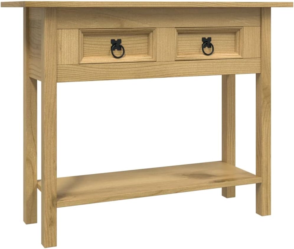 vidaXL Console Table, Vintage Entryway Table with Drawers and Shelf, Narrow Side Table for Living Room Hallway, Farmhouse, Solid Waxed Pinewood
