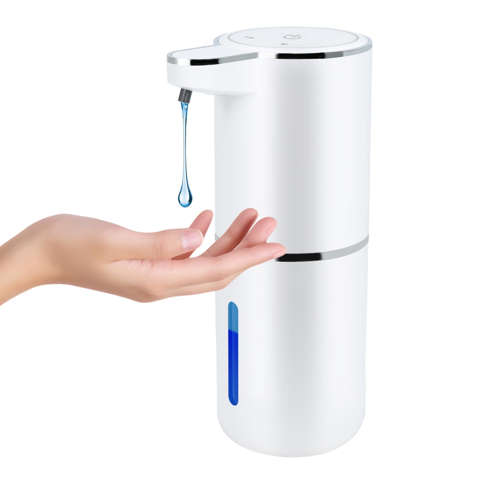 Automatischer Seifenspender Touchless - Flüssiger Handseifenspender für Badezimmer, einstellbares Volumen für dicke und dünne Flüssigkeit, USB wiederaufladbar, elektrisch, freihändiges Spülseifengel