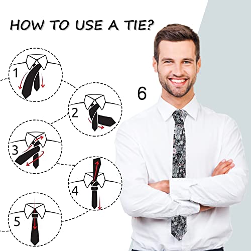Image of Mantieqingway Men's Cotton Floral Neck Tie 2.56'' Printed Skinny Tie