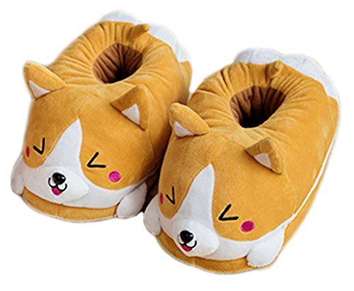 Women's Cute Corgi Dog Non-Slip Warm Plush Slippers