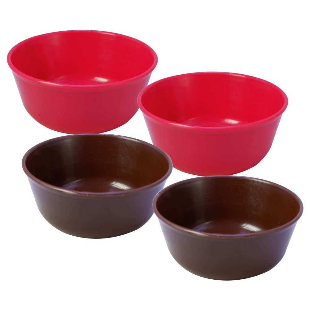 Wonder Plastic Sigma 300 Microwave Safe Multipurpose Mixing Bowls, Set of 4 pc Bowl 300 ml (Red Brown)