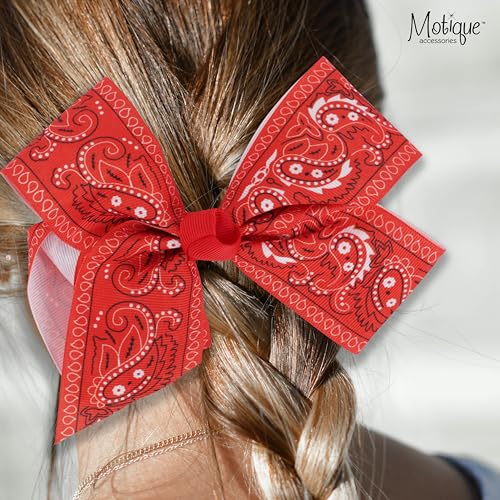 Motique Accessories Womens Hair Bow Clips Paisley Print Ribbon thumb #2
