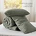 Bedsure Comforter Set King Size - Cotton Fabric with Microfiber Inner Fill, Grayish Olive Green Soft Bed Set for All Seasons, 3 Pieces, 1 Comforter (104