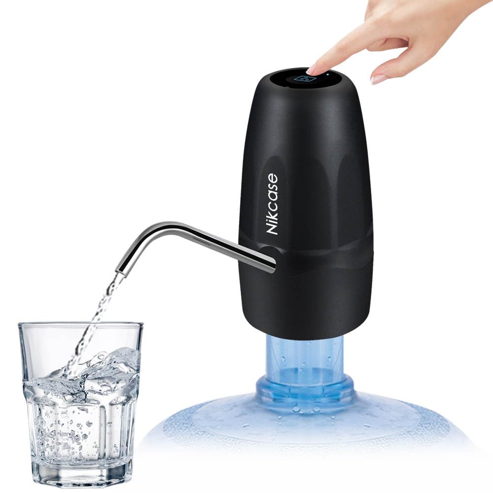 Nik case 1-Year Warranty Water Dispenser Pump for 20 Litre Bottle, 1200mAh USB Rechargeable Battery, Child Lock, Stainless Steel Spout, Automatic Water Dispenser Pump for Home & Office (Black)