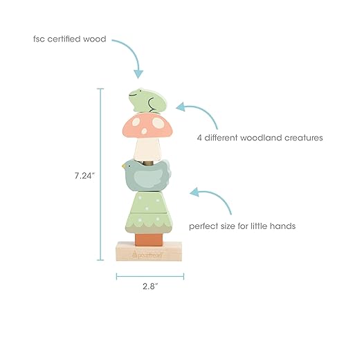 Miniatura 3 de Pearhead Woodland - Juguete apilable de madera, juguete interactivo de aprendizaje apilable, juego de construcción para niños, juguetes de