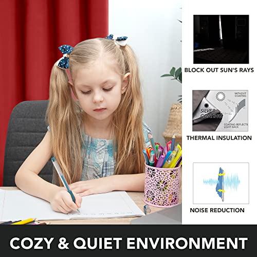 Deconovo Red Curtains 84 Inch Length - Grommet Party Curtains With Silver Backing, Bedroom And Living Room Drapes (52W X 84L, Red, 2 Panels) #TOP4