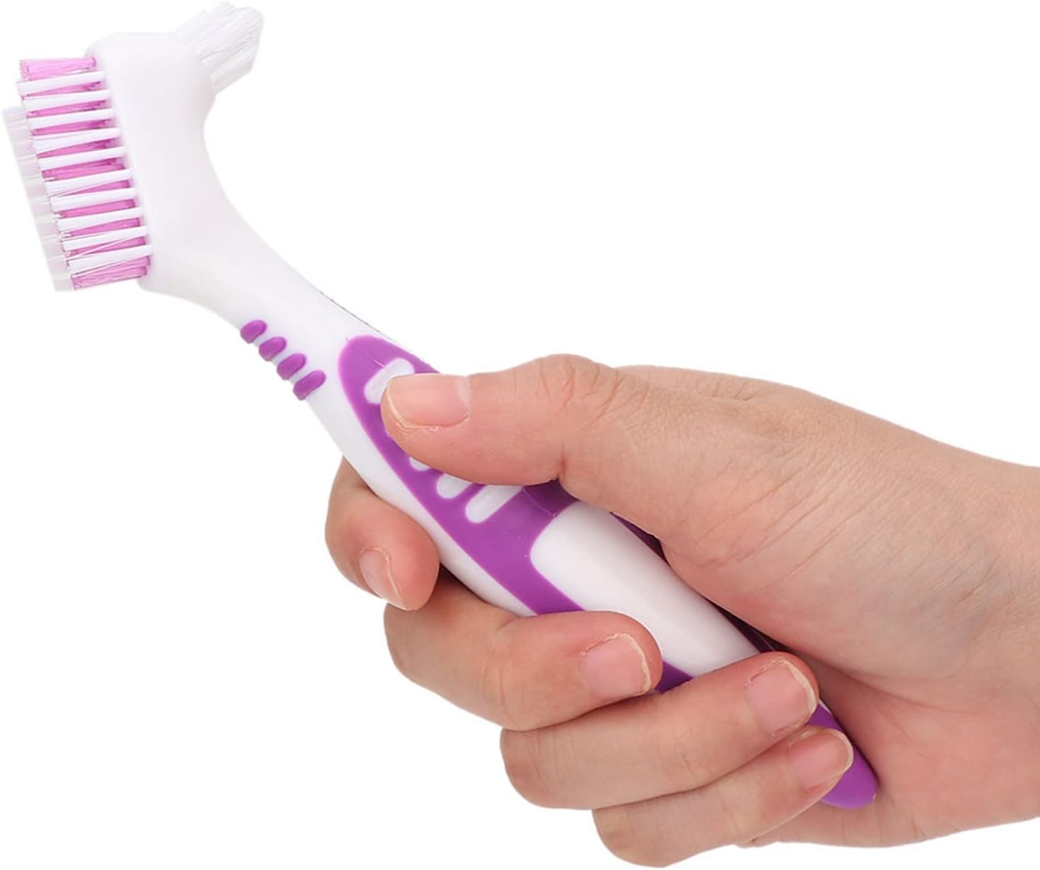 RiToEasysports 2pcs Denture Cleaning Brush Oral Care Toothbrush Removes Plaque Purple Denture Brush Easy Grip Ergonomic Handle