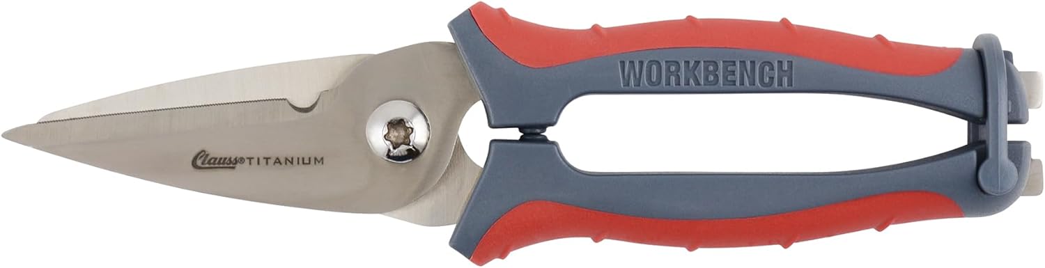 Clauss 20462 8-Inch Spring Assist Titanium Snips, All Purpose Heavy Duty Snips for Thick, Tough Materials