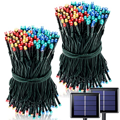 Potive 2 Pack Each 200 Led Solar Christmas Lights Outdoor Waterproof, 75.5Ft Solar Fairy String Lights, 8 Modes Outdoor Solar Tree Lights For Easter Garden Party Xmas Decorations (Multicolor) #TOP1