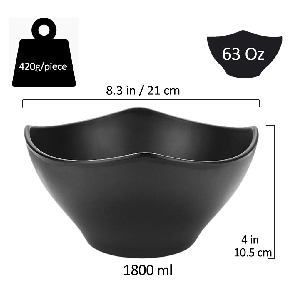 Genérico Juego de 4 tazones hondos para Sopa de Fideos Ramen japoneses, de melamina de Alta Capacidad (1800 ml), Aptos para Fideos asiáticos Udon, Soba, Pho y Cereales.