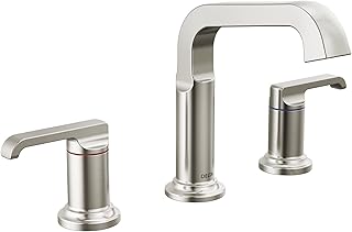 Faucet Tetra Brushed Nickel Widespread Bathroom Faucet 3 Hole, Brushed Nickel Bathroom Faucet, Bathroom Sink Faucet, Diamond Seal Technology, Metal Drain, Lumicoat Stainless 35589-SS-PR-DST