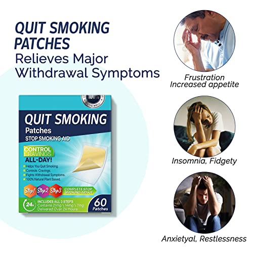 Image of Quit Smoking Patches Step 3 in 1,60 Count Stop Smoking Aids Patches Smoking Aid to Help Quit Smoking Transdermal System Patch Help to Quit that Work