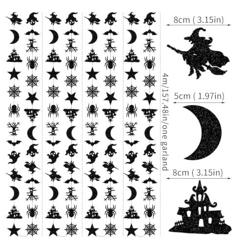 Image of Black-Halloween Party-Decorations Streamers-Garland Ghost Witch Scary-Decor