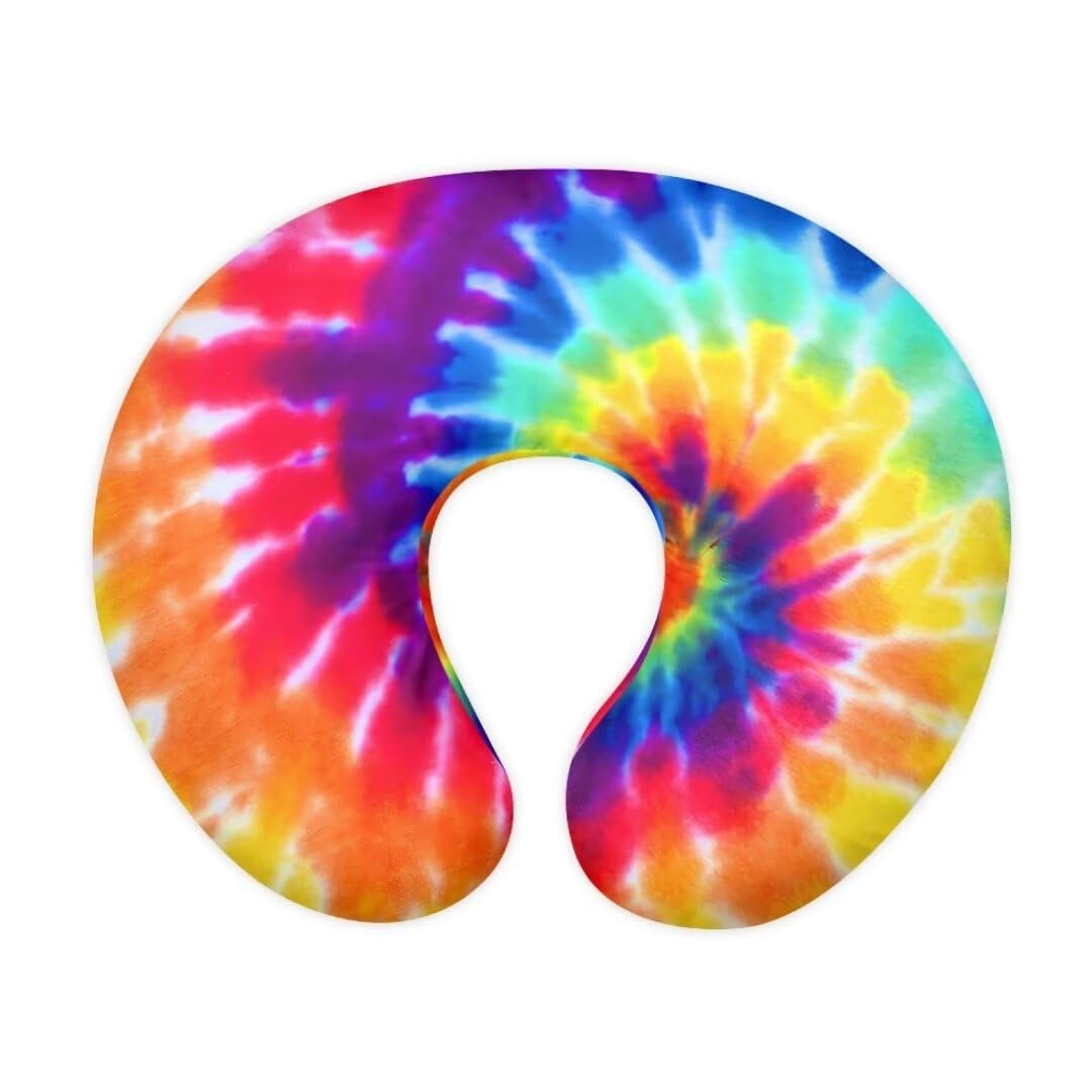 Jeiento U-Shaped Nursing Pillow Covers Rainbow Tie Dye Print Pillowcase for Breastfeeding and Bottle Feeding Premium Quick-Dry Fabric Cover Fits Naked Nursing Pillow