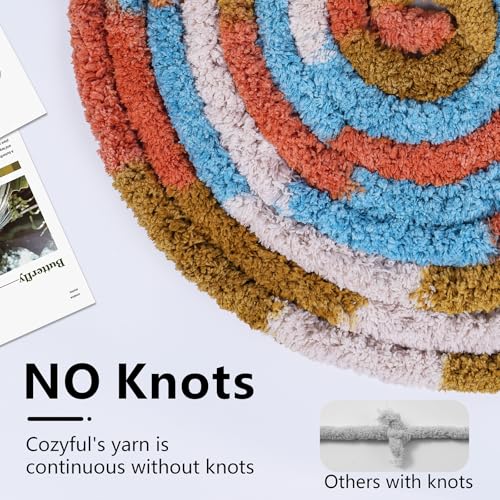 Image of Cozyful Chunky Yarn for Hand Knitting - #10 Chunky Chenille Blanket Yarn, Jumbo Big Thick Chunky Yarns for Crocheting, Tie Dye Bulky Knit Yarns, 8 Skein (20 yds 8 oz Each Skein), Orange&Mustard&Beige