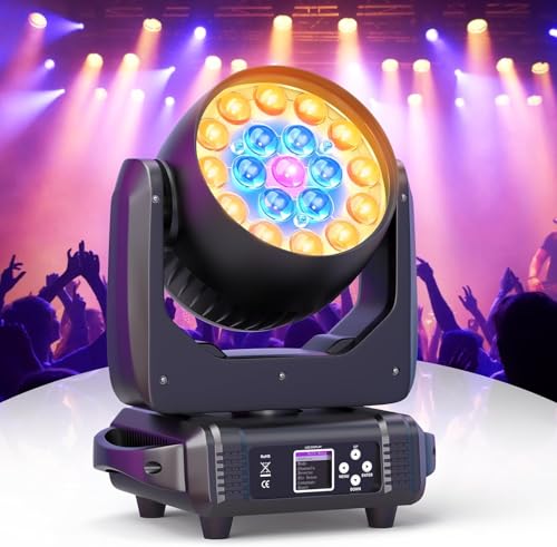 19 X 15W Lyre LED lumière de scène, Zoom Effet Wash 4 en 1 LED Lampe de scène, dmx512 Lumiere Disco de Scène Tête Mobile pour Fête Concert Bar Festival Mariage