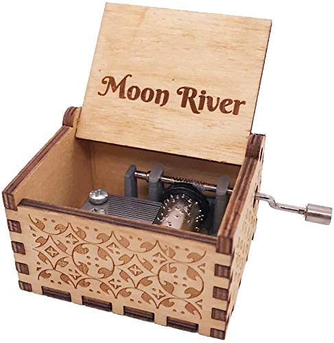 Nostalgish Music Boxes Hand Crank Wooden Musical Boxes Music Box - Unique Gift (Wood, Moon River)