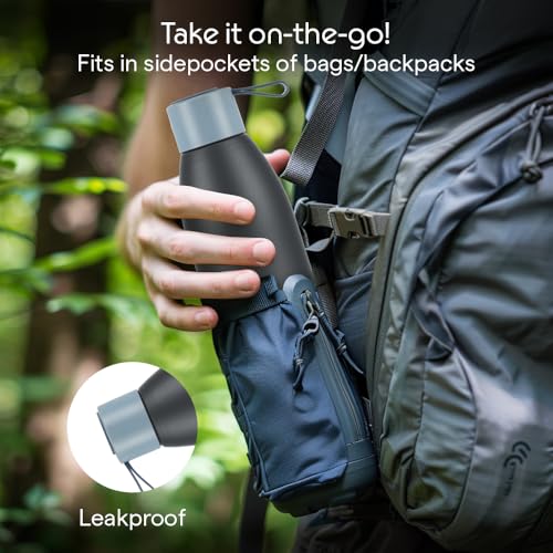 Image of Borosil Hydra 750ml Duomate Black Stainless Steel Bottle | 24 Hours Hot and Cold Double Wall Vacuum Insulated with Copper Coating | 1 Year Warranty