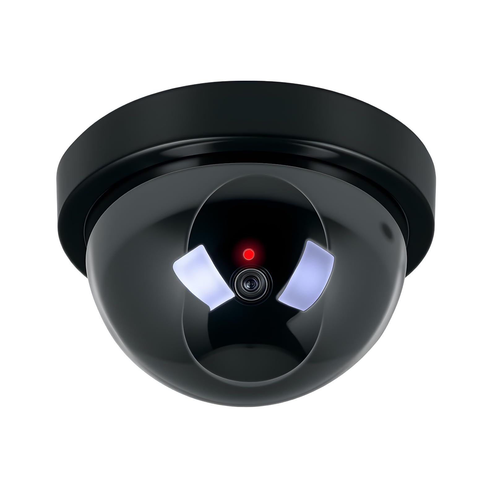Dummy Security Cameras, Indoor Outdoor Surveillance, with Red LED Light, Set of 1 - Black