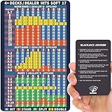 Nuburbur Metal Blackjack Strategy Card Stainless Steel Blackjack Basic Strategy Card/Book Allowed at The Table in The Casino 4+ Decks Hit Soft 17 with Leather Sleeve (Regular Version)