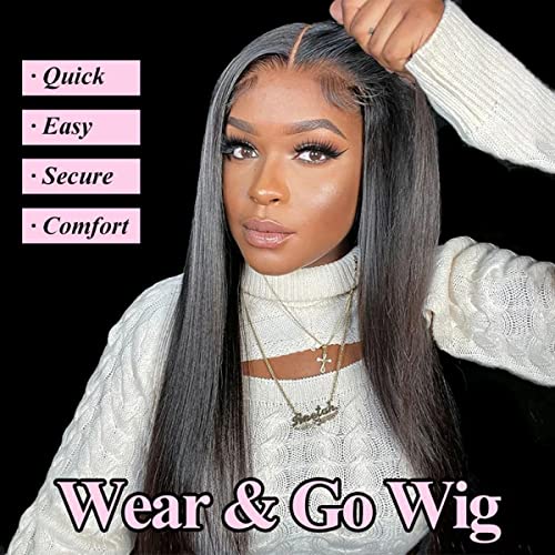 Image of ISEE HAIR Straight Lace Front Wig Human Hair Wear Go Glueless Wig 24 Inch