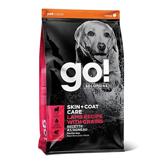 Go! Solutions Skin + Coat Care Lamb Dry Dog Food with Grains, Chicken-Free, Healthy Kibble with Omega-3s & 6s for Soft, Shiny Fur, for Puppies, Adults, & Seniors, 22 lb Bag