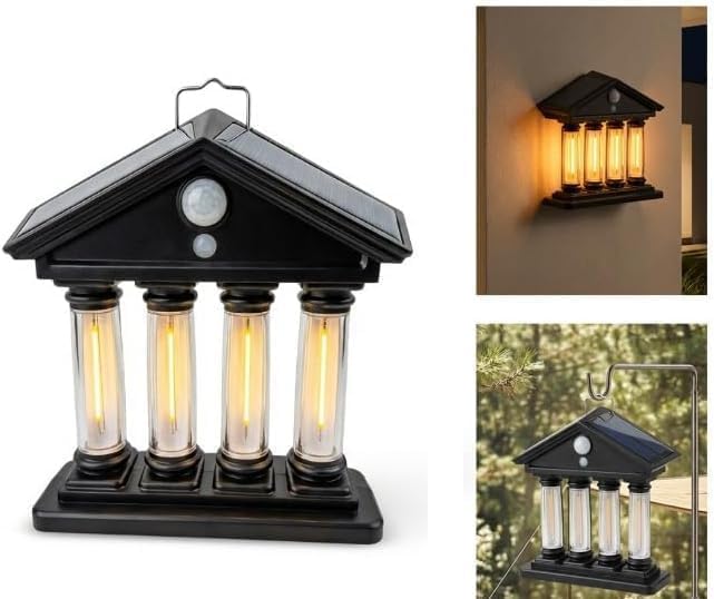 Solar Outdoor Wall Light, Motion Activated Security Light, IP65 Waterproof LED Lamp with 3 Lighting Modes for Yard Patio Porch