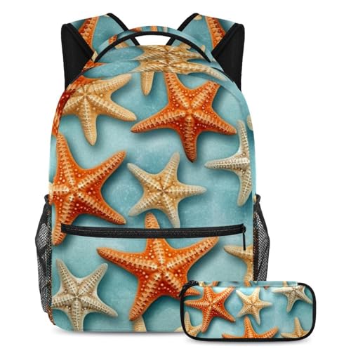 Sac à dos étoile de mer esthétique grand format pour le collège et le lycée des filles et garçons
