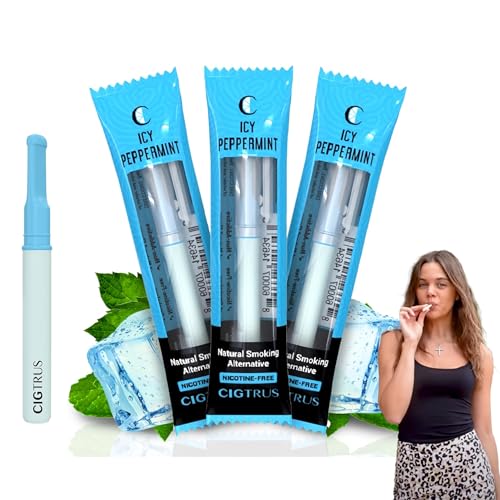 cigtrus quit smoking smokeless inhaler  natural nicotine-free vaporless amp non-electric  helps curb cravings oral fixation amp lung detox support  3-pack icy peppermint