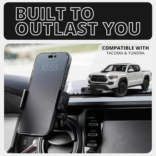 Tackform Link Vent Phone Mount Compatible with 2016-2023 Toyota Tacoma and 2014-2021 Toyota Tundra | Aluminum | Zero Slip, Anti-Scratch | Universal Holder Compatible with iPhone, Galaxy, More | Black - Thumbnail 2
