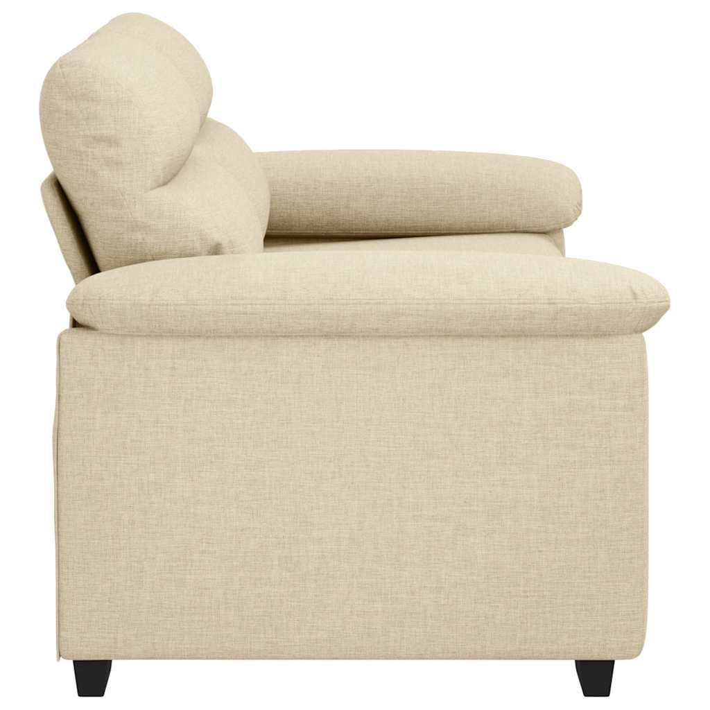 Sofa 2-osobowa, kremowa, 160 x 81 x 84 cm, materiał do salonu, lounge, ławka do siedzenia z podłokietnikami i oparciem, do pokoju gościnnego, biura i salonu