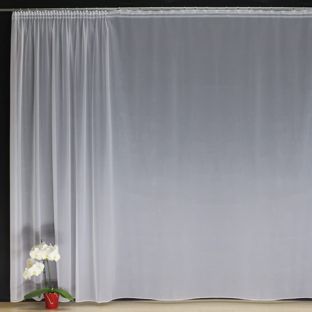 Hochwertige Fertiggardine Voile Store Deko Schal mit Faltenband Bleiband BLEISTIFTBAND 1:2,5/50 mm (größe wählbar), 140 x 450 cm (Höhe x Breite)