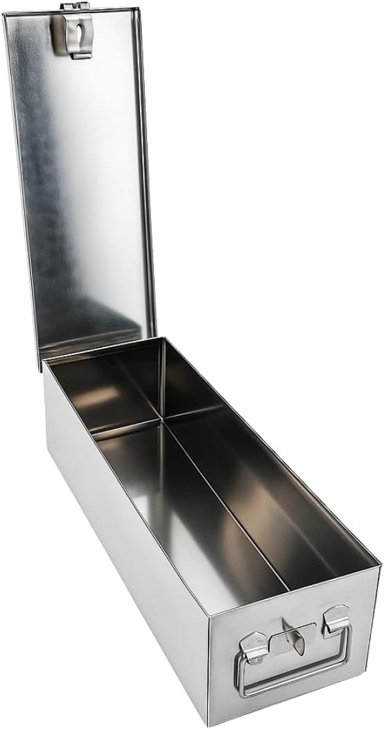 BIN BUDDY Steel Storage Lock Box for Padlock || 4" x 12" x 4-3/8" || Longer Style Design