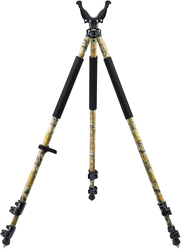 Trakiom Shooting Tripods for Rifles, Shooting Sticks for Hunting, Hunting Rifle Tripod with 360 Rubber V Yoke Rest, Lightweight and Sturdy Aluminum