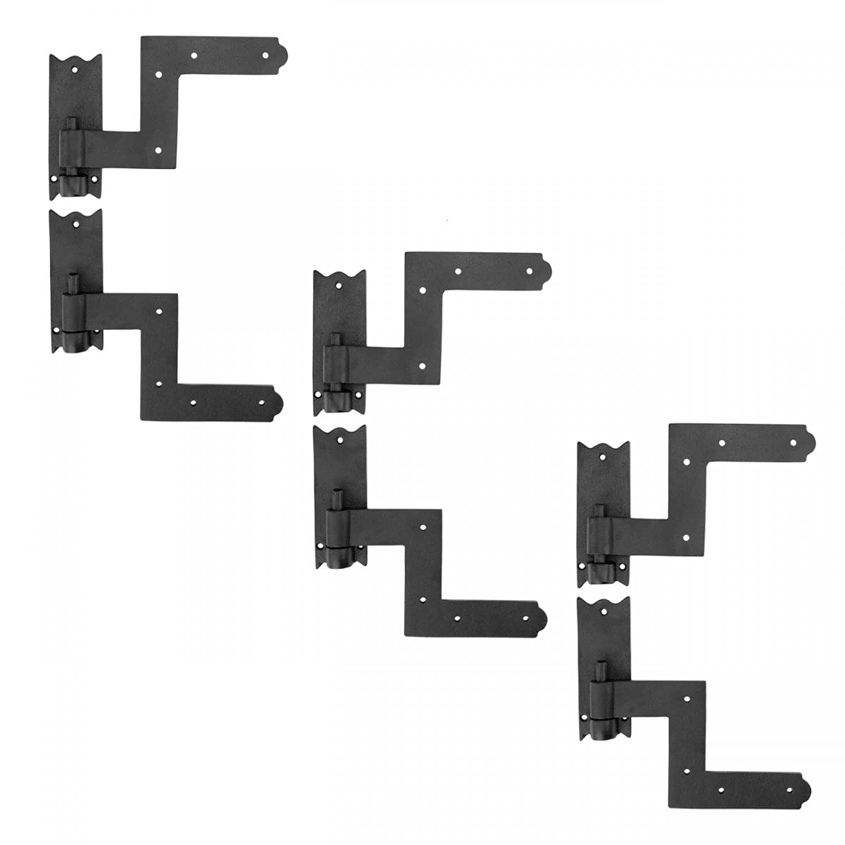 Renovators Supply Manufacturing Black Wrought Iron Lift Off Pintle Strap Hinge Pair 6.5 in Reversible Pintle Strap Gate and Door Hinges with Mounting Hardware Pack of 3