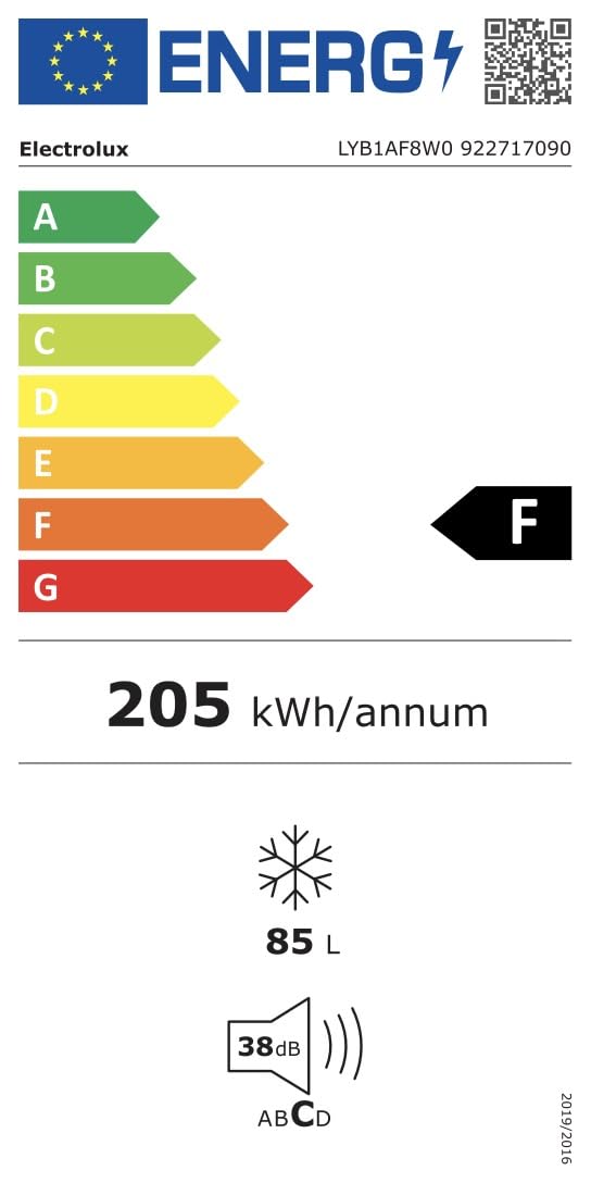Electrolux LYB1AF8W0 Congelatore Verticale, Altezza 85 cm, Capienza 81 L, Bianco