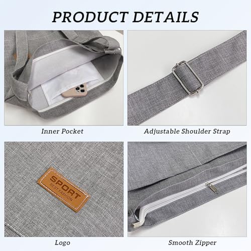 Image of COOLOME Canvas Tote Bag for Women - Crossbody, Shoulder, Travel & Beach Bag