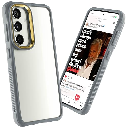 Image of Ghostek Covert Samsung Galaxy S24 Clear Case with Military Grade Shockproof Protection, Non-Slip Grip, Protective Silicone Phone Cover Designed for 2024 Galaxy S24 (6.2 inch) (Gray)
