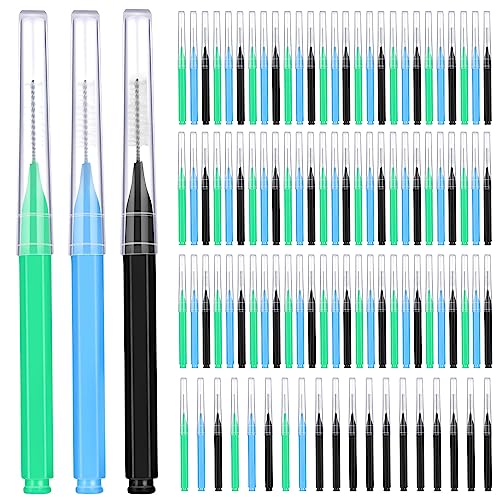 Image of Patelai 100 Pcs Braces Dental Brushes,Black, Blue, Green,Mixed Size