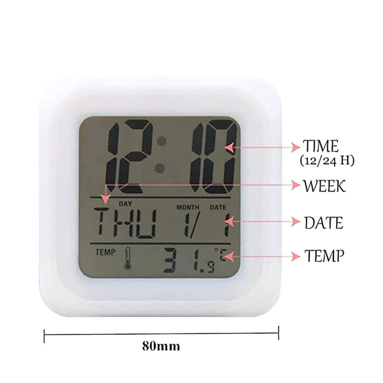 Sveglia Digitale Con Lupo LED Per Bambini - Orologio Da Comodino Con Temperatura E Snooze - 2