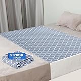 OUTCREATOR® Saddle Style Bed Pad with Tuck-in Sides, 34' x 39' Pack of 2 Reusable Incontinence Underpad, Absorbent Waterproof Quilted Tuckable Mattress Protector for Adults, Elderly, Kids, Pets (Gray)