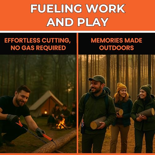 Pocket Chainsaw - 36 Inch Manual Hand Chain - Pocket Saw with 48 Bidirectional Teeth - For Fast Easy Cutting - Camping Survival - Wire Rope Cable Saw - Backpacking Camp Gear