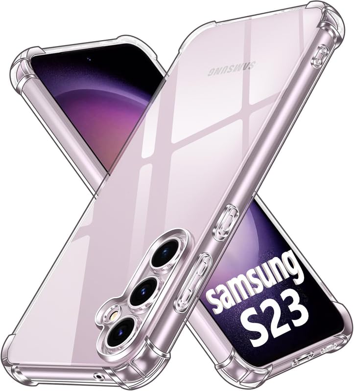 Image of Lustree Back Cover Transparent Case Compatible with Samsung Galaxy S23 | Clear + TPU Case with 4 Corner Air Cushion Protection & Camera Protection | Slim& Stylus Cover