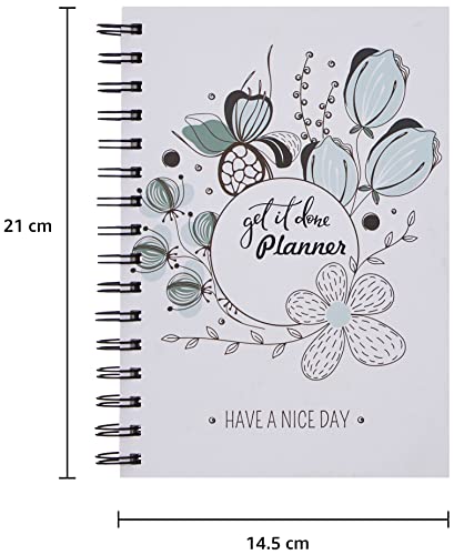 Image of Amazon Brand - Solimo Daily Planner and Organizer, To Do List, Undated Hard Bound Planner, Laminated Covers, 150 Pages (Get It Done, Blue)