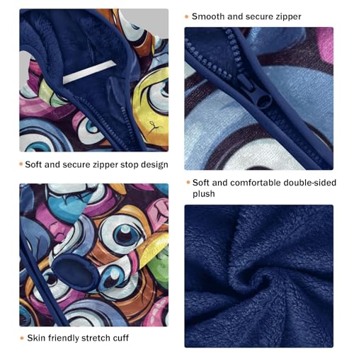 Colorful Eyeballs Girls Fleece Jacket Girls Fall Jacket Girls Zip Up Hoodie Girls Sherpa Jacket 2-10T3