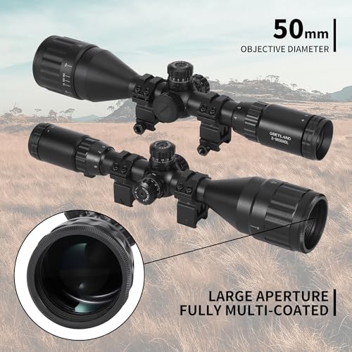 Goetland Rifle Scope 3-9x50 Red Green Illuminated Mil Dot SFP Optics Mounting Rings Sunshade for Airsoft Rifle - Image 2