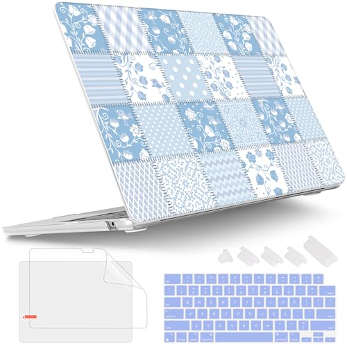 Image of Tuiklol for MacBook Air 13 inch Case M5 2026 M4 2025 M3 2024 M2 2022 Release Model A3449 A3240 A3113 A2681,Plastic Hard Shell Cover for MacBook Air 13.6 with Touch ID, Patchwork Floral