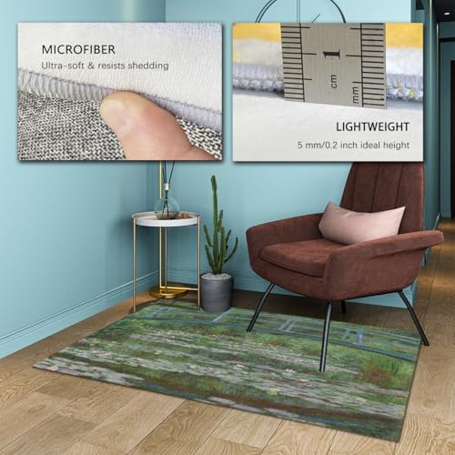 Tapis Monet Nymphéas 160x200 lavable et antidérapant pour salon chic - 6
